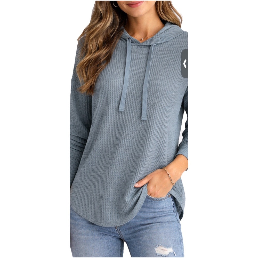 Abercrombie & Fitch  S Women's Soft A&F Cozy Gray Blue Thermal Hoodie Pullover